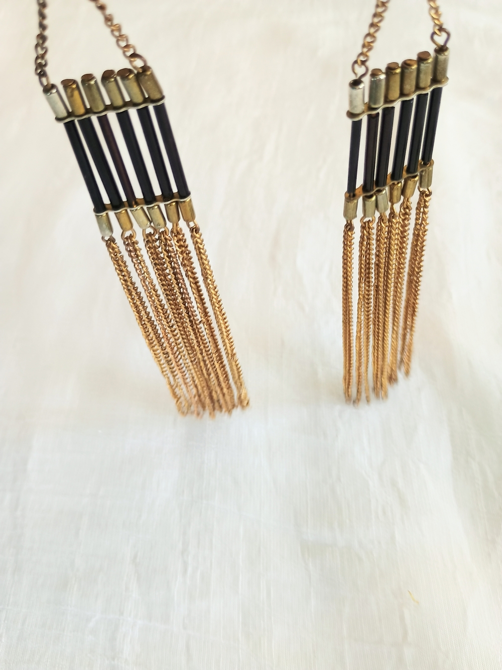🎪 FESTIVAL STYLE 🎪 TRU VTG 70s glass and chain waterfall stud earrings, Gypsy